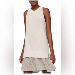 All:Row Sleeveless Cream Sweater Knit Mini Dress Transition with Spotted Layer